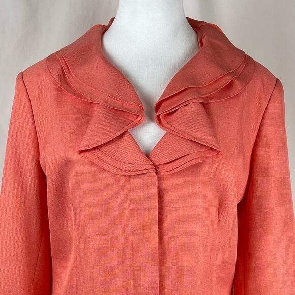 John Meyer Coral Orange Ruffled Collar Party Event Occasion Jacket NWT Size 18 - Picture 3 of 14